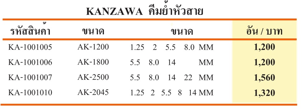 ค มย ำห วสาย Ak 1800 Kanzawa